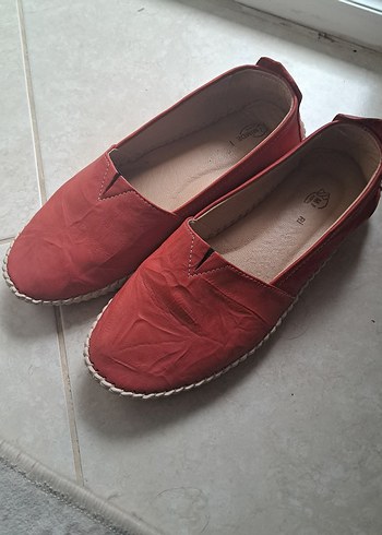 Kırmızı Kadın Süet Dolgu Topuk Espadril - Görsel 2