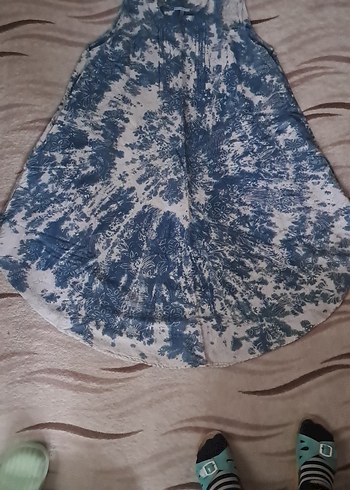 Mavi Batik Desenli Elbise - Görsel 3