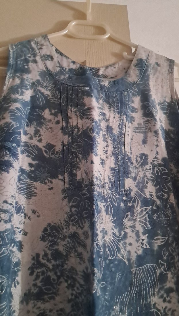 Mavi Batik Desenli Elbise - Görsel 2