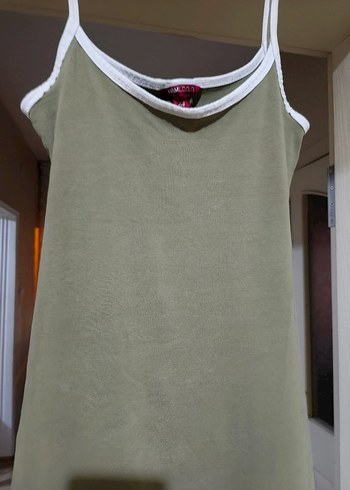 Haki Renk Askılı Midi Hamile Elbisesi - Görsel 5