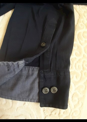 Lacivert Kısa Kollu Pamuklu Erkek Gömlek - Görsel 2