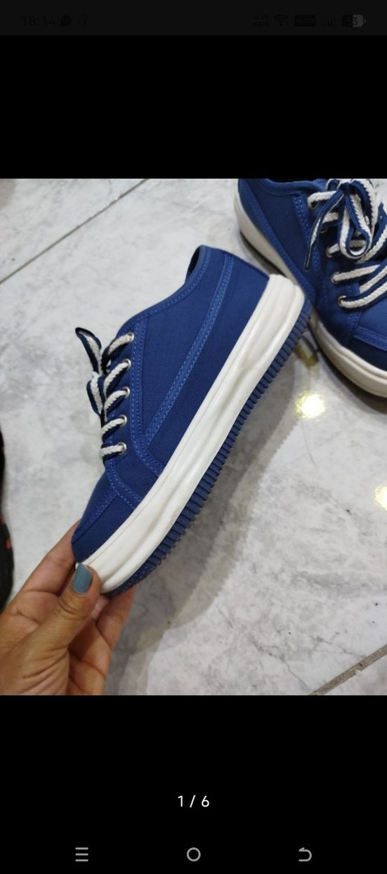 Mavi Bağcıklı Kadın Spor Ayakkabı - Görsel 4