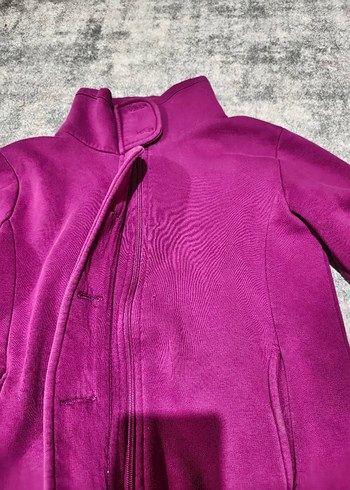 Mor Fermuarlı Yüksek Yakalı Kadın Ceket - Görsel 4