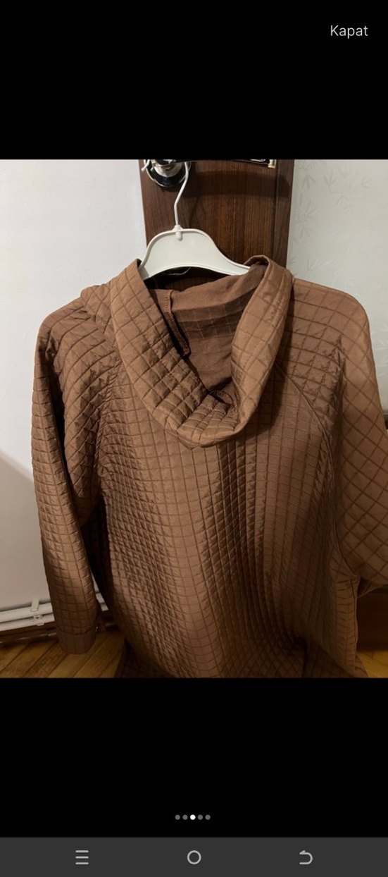 Düğmeli Uzun Kahverengi Kadın Ceket - Görsel 3