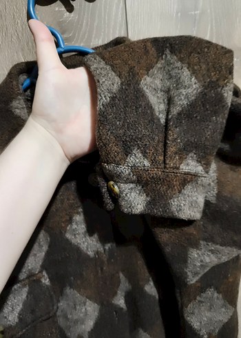 Gri Batik Desenli Düğmeli Uzun Kollu Kadın Gömlek - Görsel 4