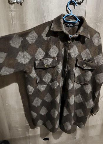 Gri Batik Desenli Düğmeli Uzun Kollu Kadın Gömlek - Görsel 6