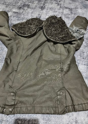 Kürk Detaylı Gri Kamuflaj Ceket - Görsel 5