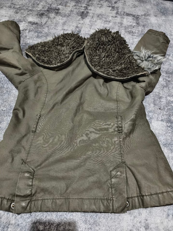 Kürk Detaylı Gri Kamuflaj Ceket - Görsel 5