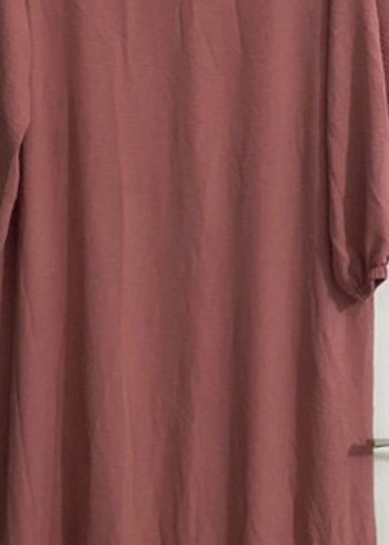 Uzun Kollu Bej Keten Elbise - Görsel 6