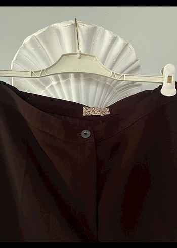 Kahverengi Midi Kumaş Kadın Pantolon - Görsel 2