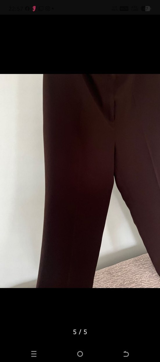 Kahverengi Midi Kumaş Kadın Pantolon - Görsel 5