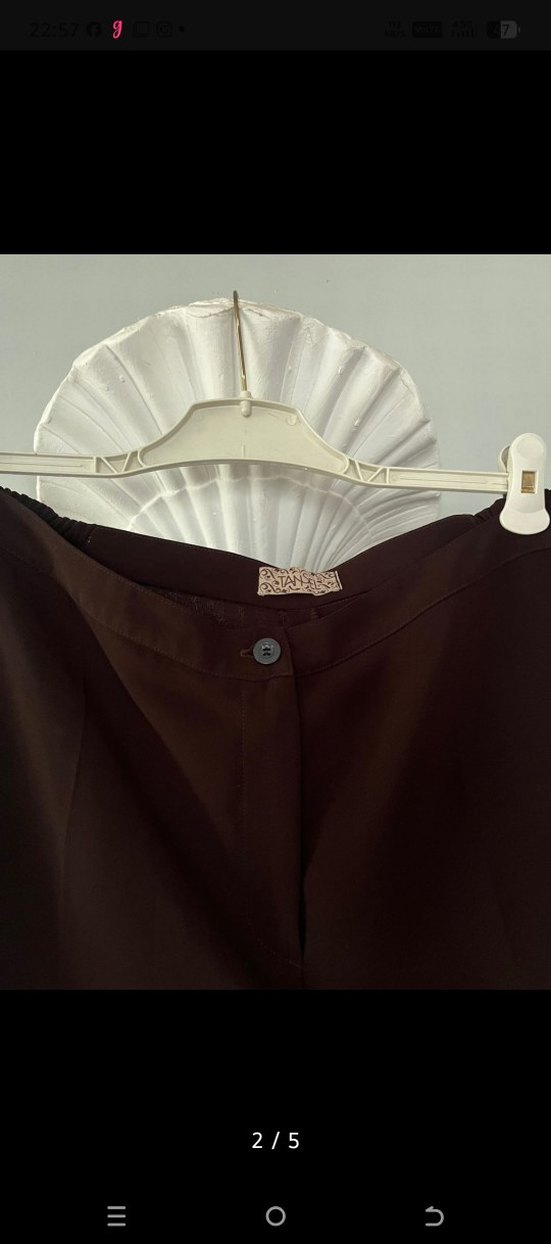 Kahverengi Midi Kumaş Kadın Pantolon - Görsel 2