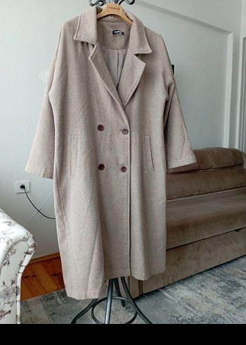 Bej Uzun Yün Kadın Kaban - Görsel 7