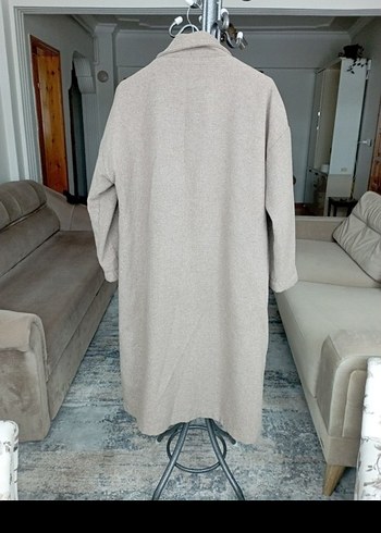 Bej Uzun Yün Kadın Kaban - Görsel 6