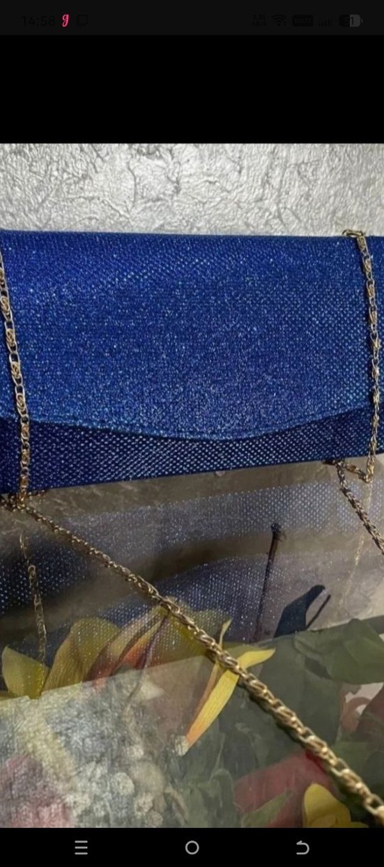 Mavi Parlak Kadın Portföy Çanta - Görsel 4