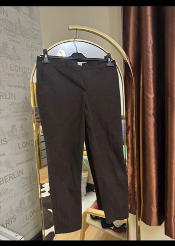 Kahverengi Kemerli Kadın Kumaş Pantolon - Görsel 4