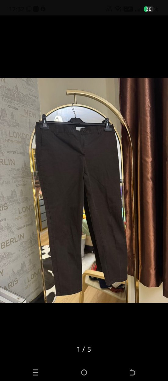 Kahverengi Kemerli Kadın Kumaş Pantolon - Görsel 3