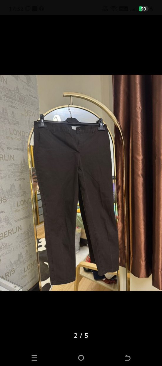 Kahverengi Kemerli Kadın Kumaş Pantolon - Görsel 4