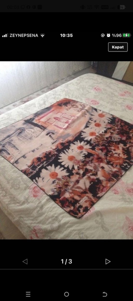 Pierre cardin Çiçek ve Paris Desenli Kadın eşarp - Görsel 3