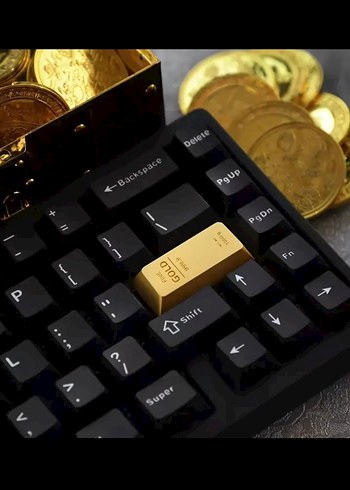 Keycap gold enter tuşu klavye keycaps külçe altın - Görsel 2