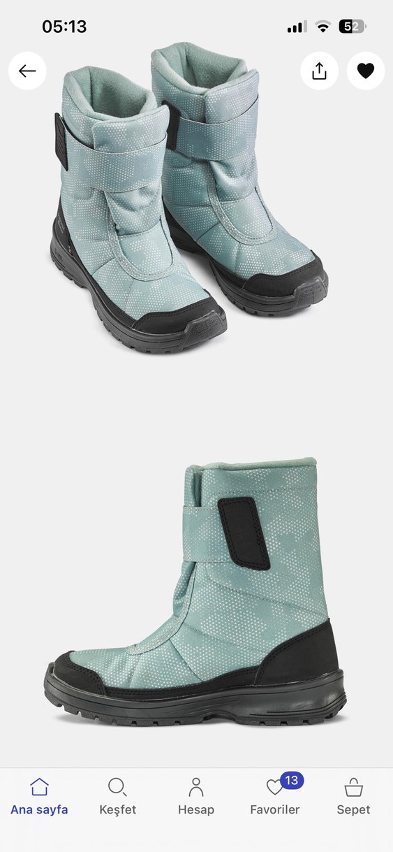 Decathlon Erkek çocuk mint Outdoor kar Ayakkabısı Velcro - Görsel 2