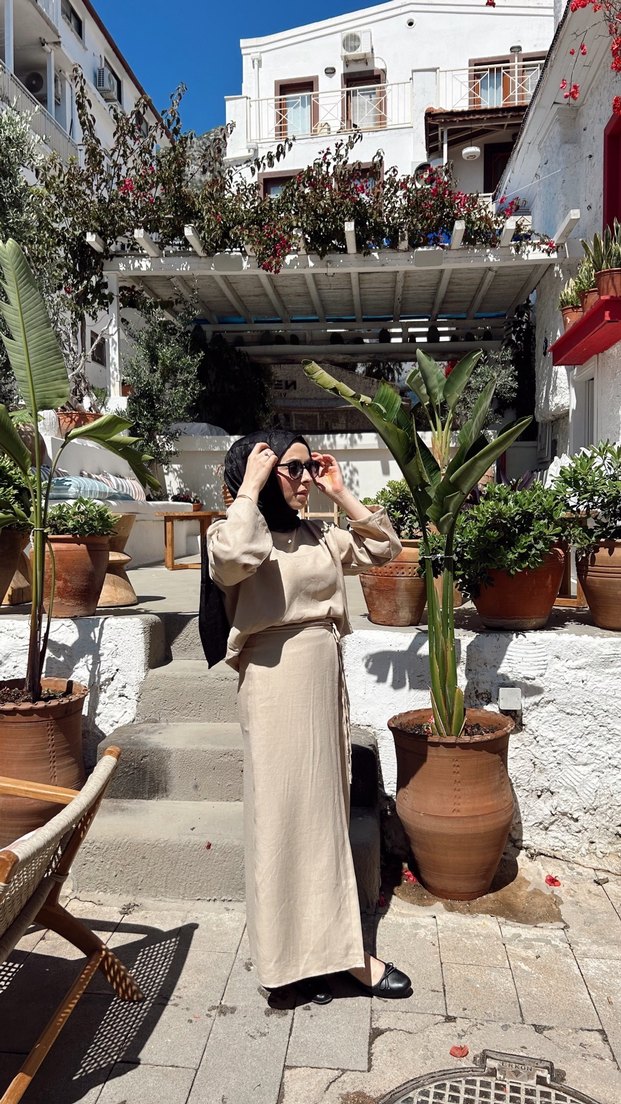 Uzun Kollu Camel Pamuklu Uzun takım - Görsel 2