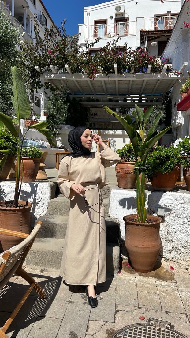 Uzun Kollu Camel Pamuklu Uzun takım - Görsel 3