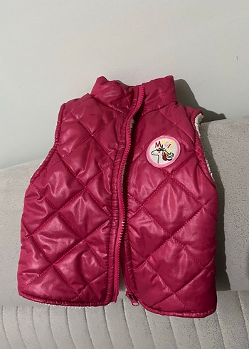 Kız Çocuk Parlak Pembe Fermuarlı Yelek - Görsel 2