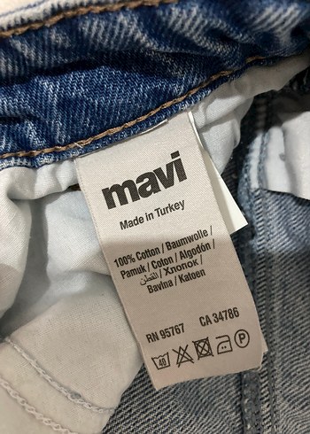 Düğmeli Mavi Kadın Midi Boy Denim Pantolon - Görsel 2