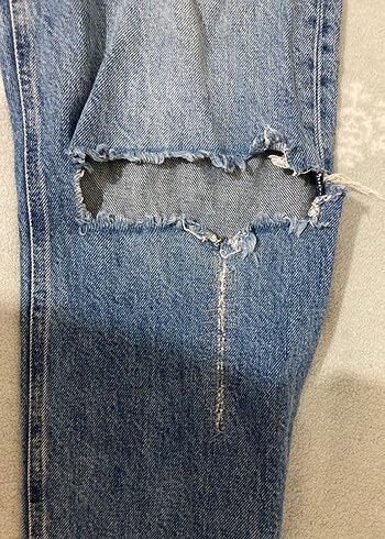 Düğmeli Mavi Kadın Midi Boy Denim Pantolon - Görsel 5