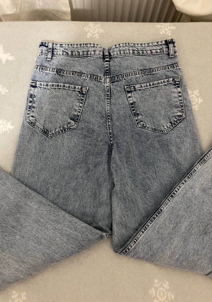 Gri Bol Kesim Midi Denim Kadın Jean - Görsel 4