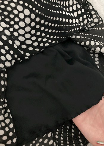 Vintage Siyah Desenli Piliseli Midi Etek - Görsel 2