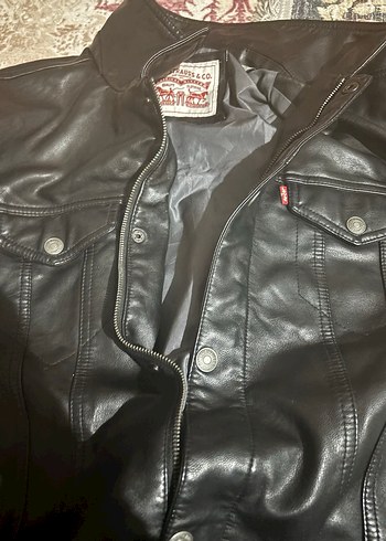 Diğer Dugmeli Siyah Deri Biker Ceket
