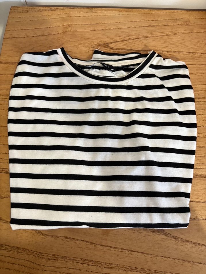 Çizgili Pamuklu Uzun Kollu Bluz - Görsel 3