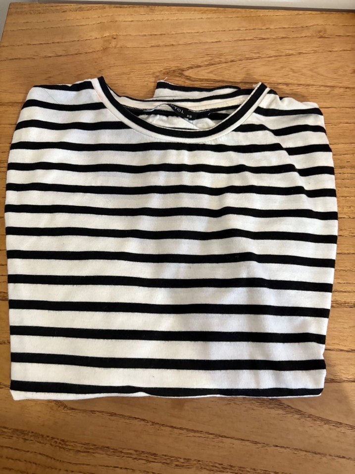 Çizgili Pamuklu Uzun Kollu Bluz - Görsel 2