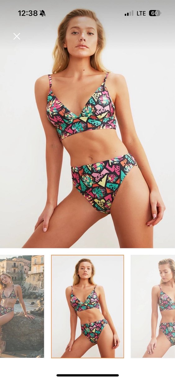 Çok Renkli Desenli Mini Bikini Takımı - Görsel 2