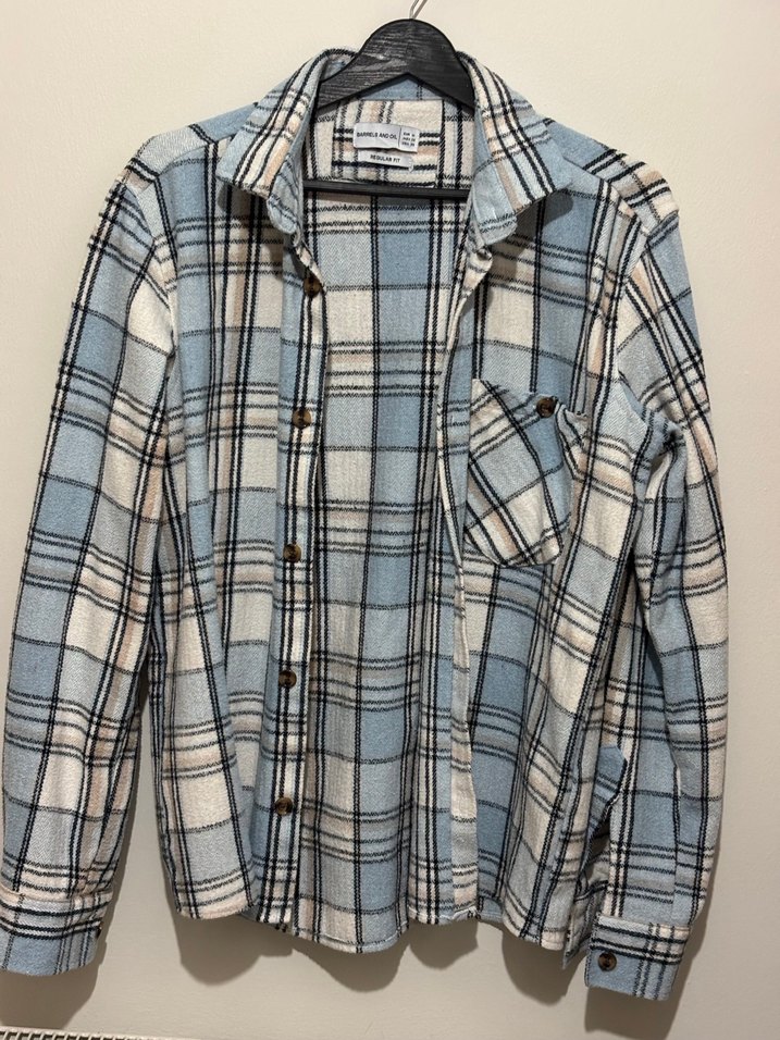 Düğmeli Mavi Kareli Erkek Oduncu Gömlek - Görsel 2