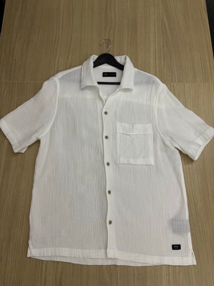 Düğmeli Kısa Kollu Beyaz Müslim Gömlek - Görsel 2