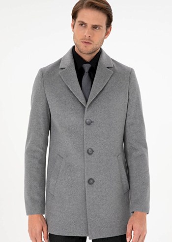 Pierre Cardin Gri Erkek Ekstra Slim Düz Kaban Shadi Kaban Kase - Görsel 2