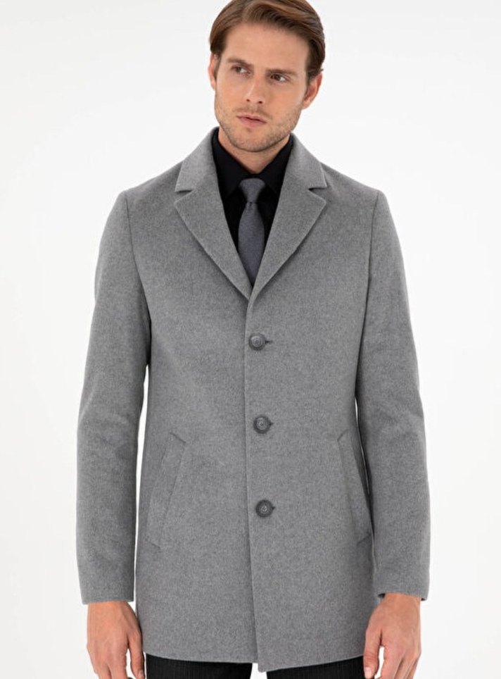 Pierre Cardin Gri Erkek Ekstra Slim Düz Kaban Shadi Kaban Kase - Görsel 2