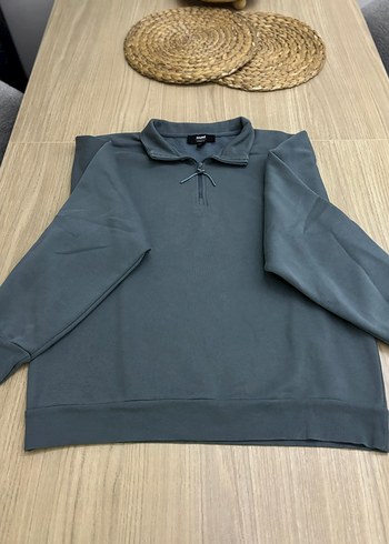 Yarı Fermuarlı Mavi Basic Sweatshirt - Görsel 2