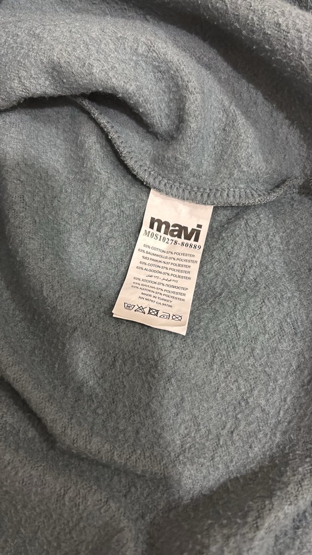 Yarı Fermuarlı Mavi Basic Sweatshirt - Görsel 3