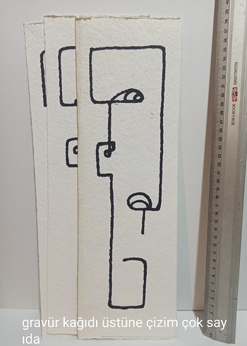 1 adet fiyatı Ebru , Gravür Kağıdı Üzerine Çizim - Görsel 3