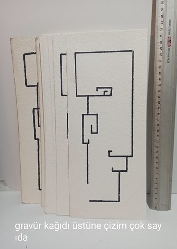 1 adet fiyatı Ebru , Gravür Kağıdı Üzerine Çizim - Görsel 2
