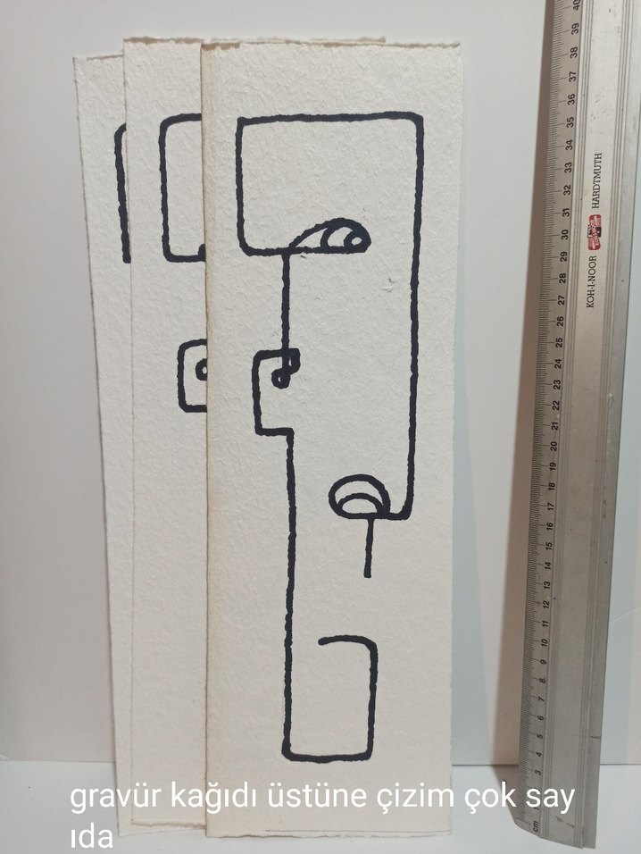 1 adet fiyatı Ebru , Gravür Kağıdı Üzerine Çizim - Görsel 3