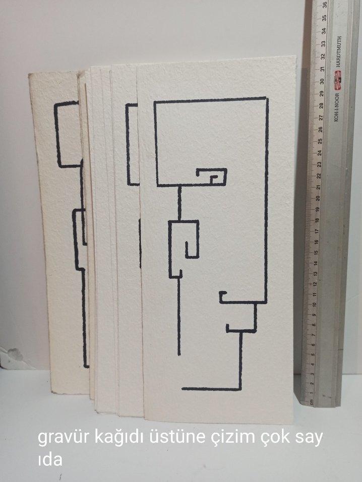 1 adet fiyatı Ebru , Gravür Kağıdı Üzerine Çizim - Görsel 2