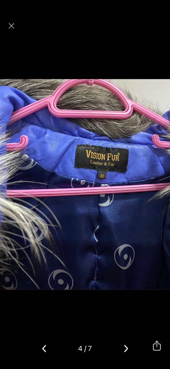 Kürk Detaylı Mavi Kadın Kışlık Mont - Görsel 4