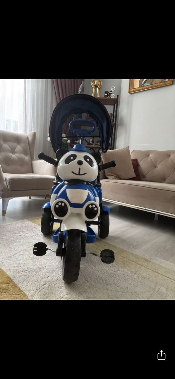 Panda Mavi Çocuk Üç Tekerlekli Bisiklet - Görsel 2