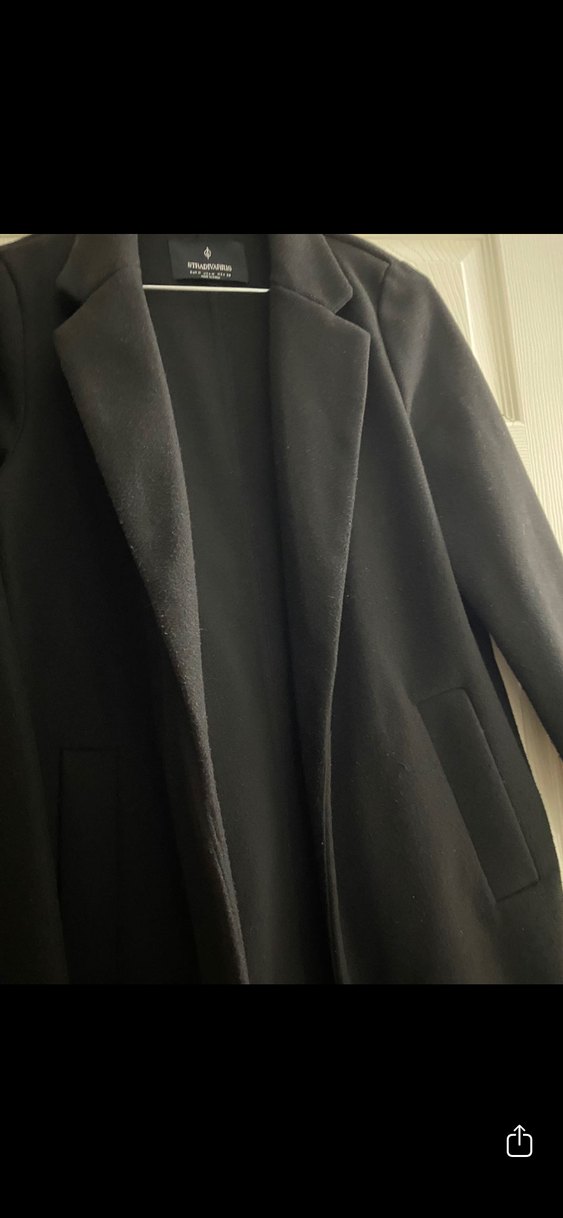 Siyah Düz Uzun Kaban - Görsel 2