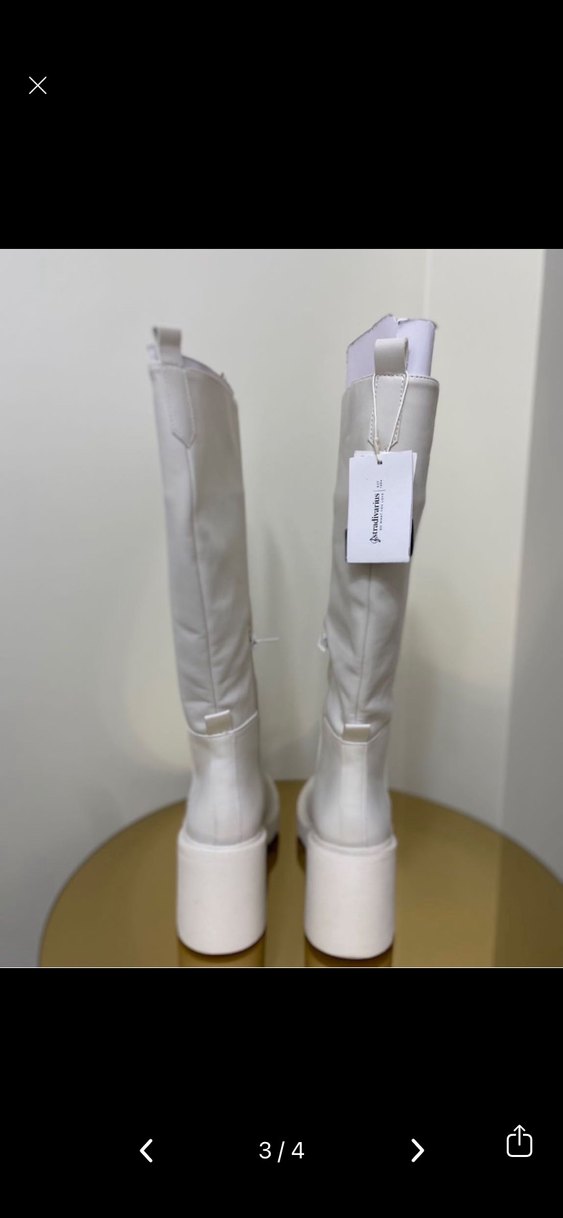 Beyaz Deri Dizüstü Kadın Botu - Görsel 2